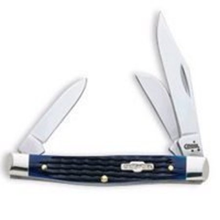 CASE Folding Pocket Knife, 2.42 in Clip, 1.58 in Sheep Foot, 1.57 in Pen L Blade, 3-Blade, Blue Handle 2806